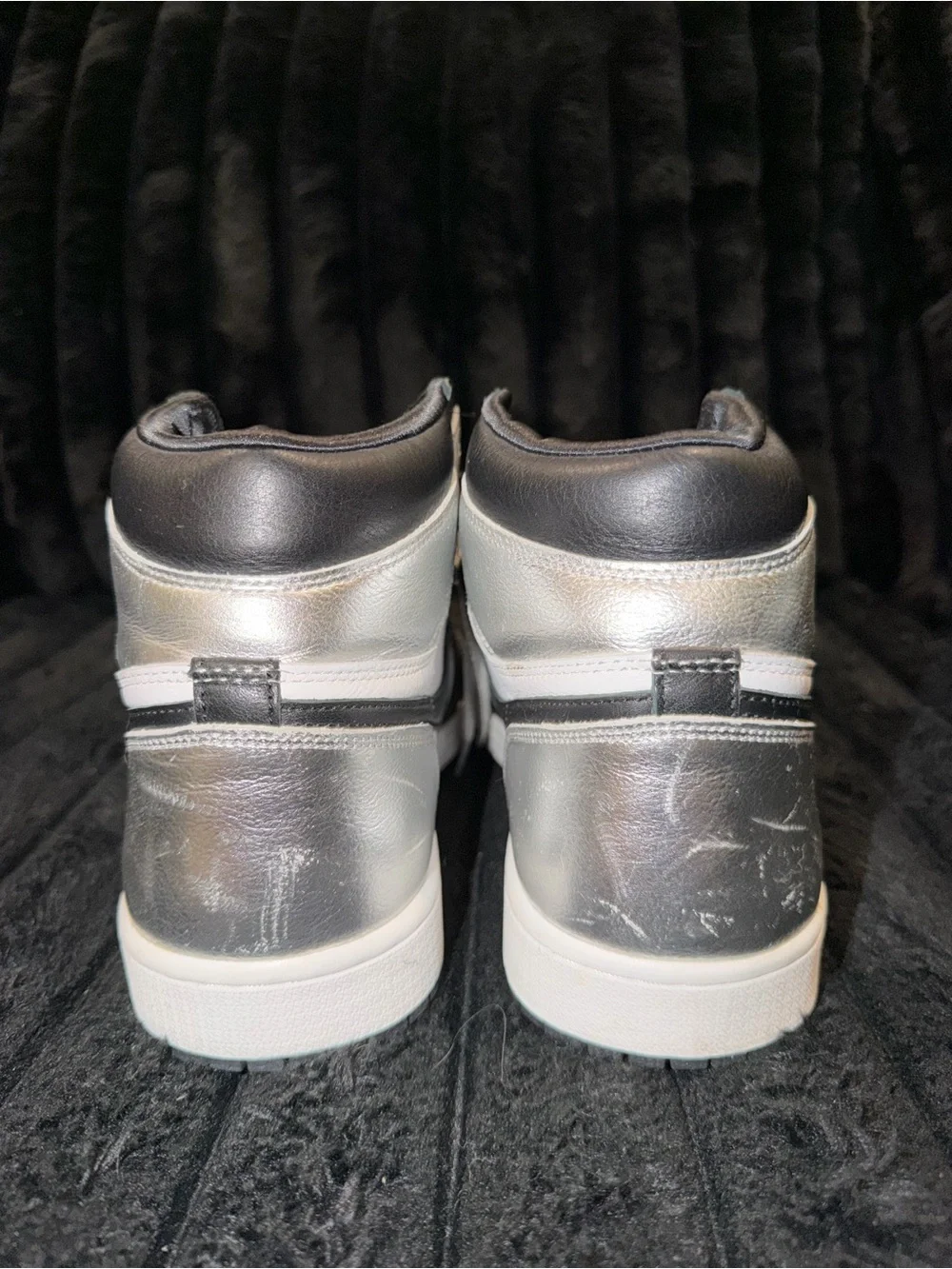 Nike Air Jordan 1 Retro High Women’s 12- White, Black & Metallic Silver